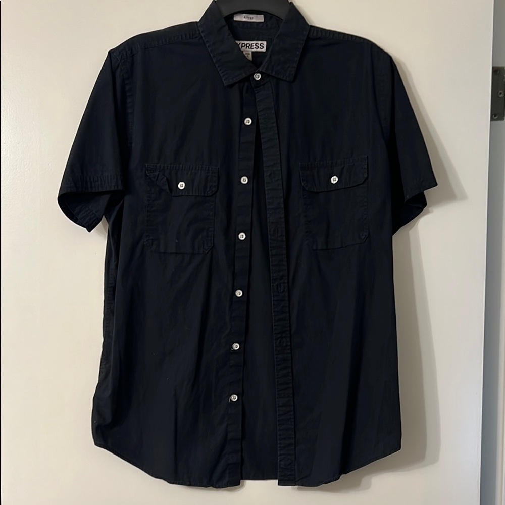 Express Black Casual Button Down Shirt Classic Style